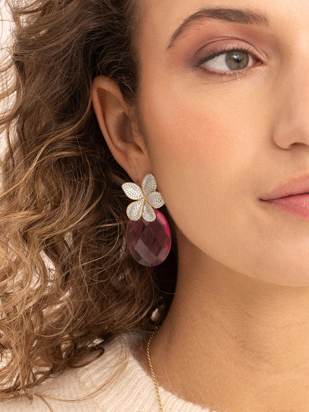 SPARKLING EARRINGS | FLORA PUSH BACK EARRINGS - CZ
