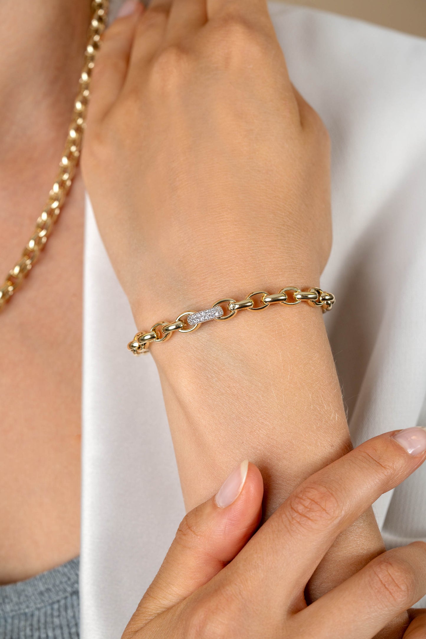 ZINZI ARMBAND VERGULD SCHAKEL MET ZIRCONIA ZIA2664