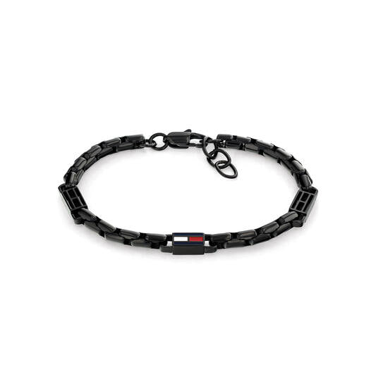 Tommy Hilfiger Zwarten Roestvrijstalen 3D-vlag schakelarmband 19 cm