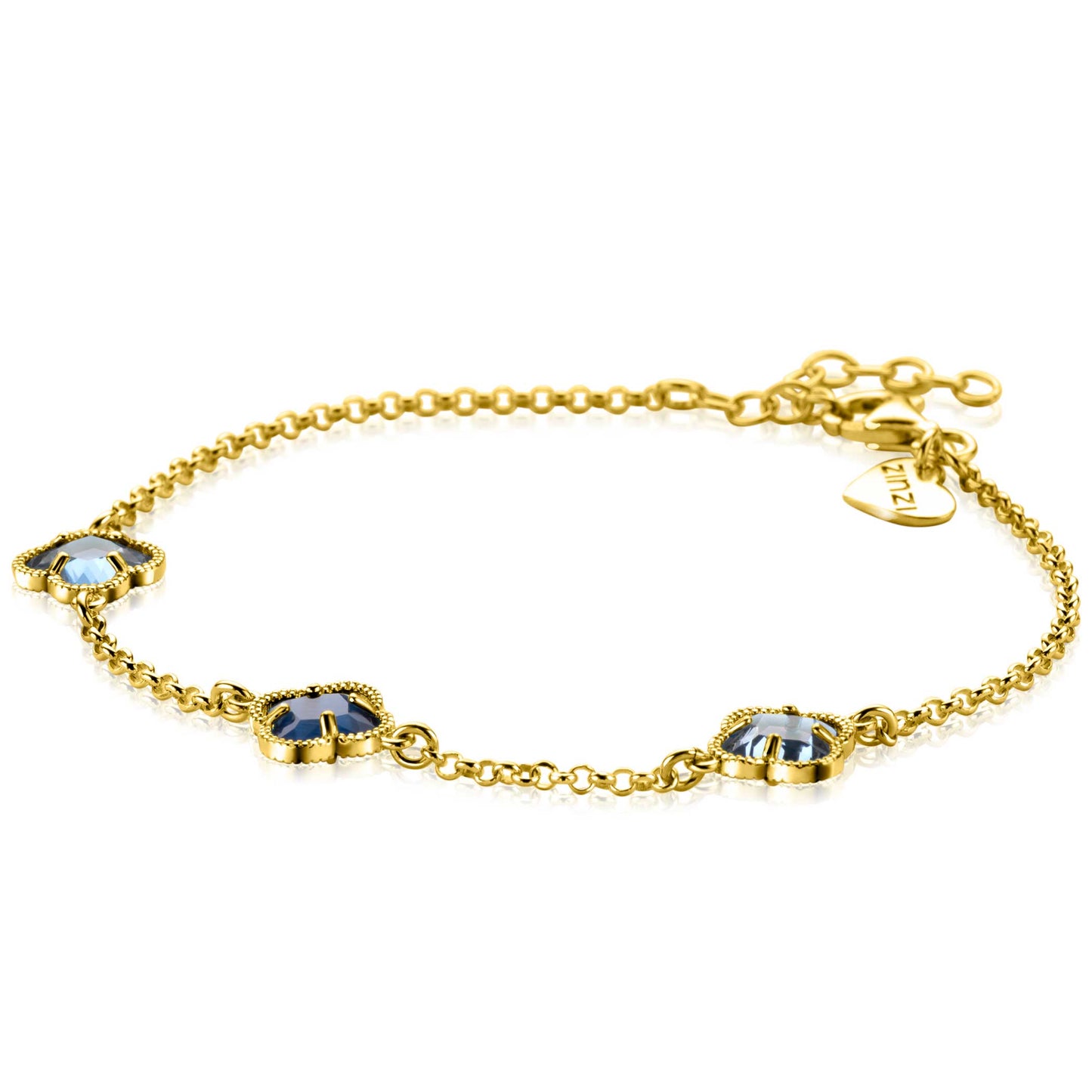 ZINZI VERGULD ARMBAND KLAVERS BLAUW ZIA2662B