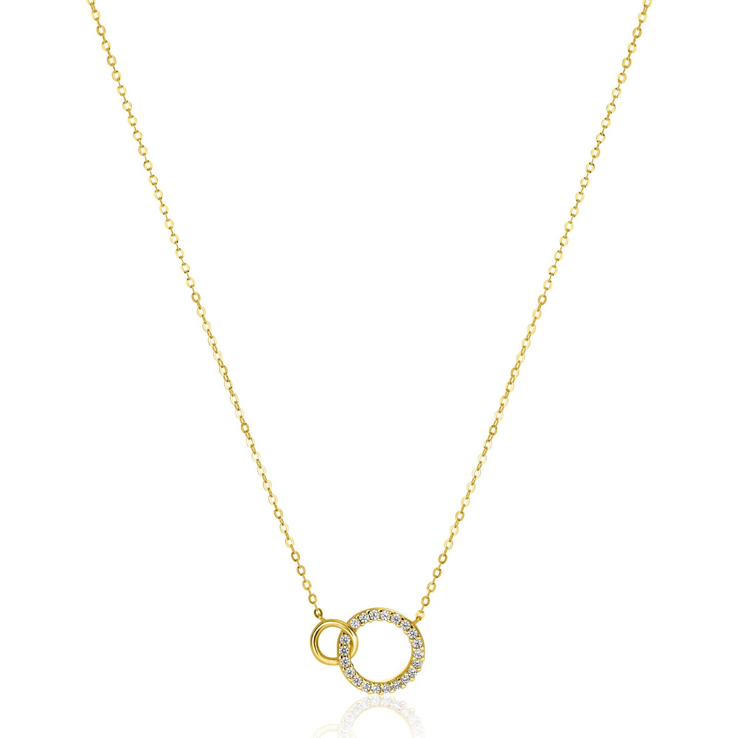 ZINZI Gold 14 karaat gouden ketting met twee open rondjes 40-43CM ZGC460
