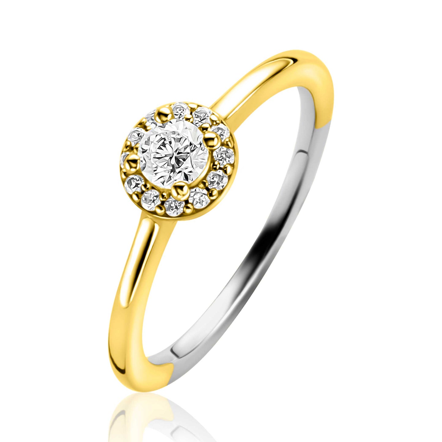 ZINZI ZILVEREN VERGULDEN VERLOVINGSRING MET ZIRCONIA’S ZIR2697Y