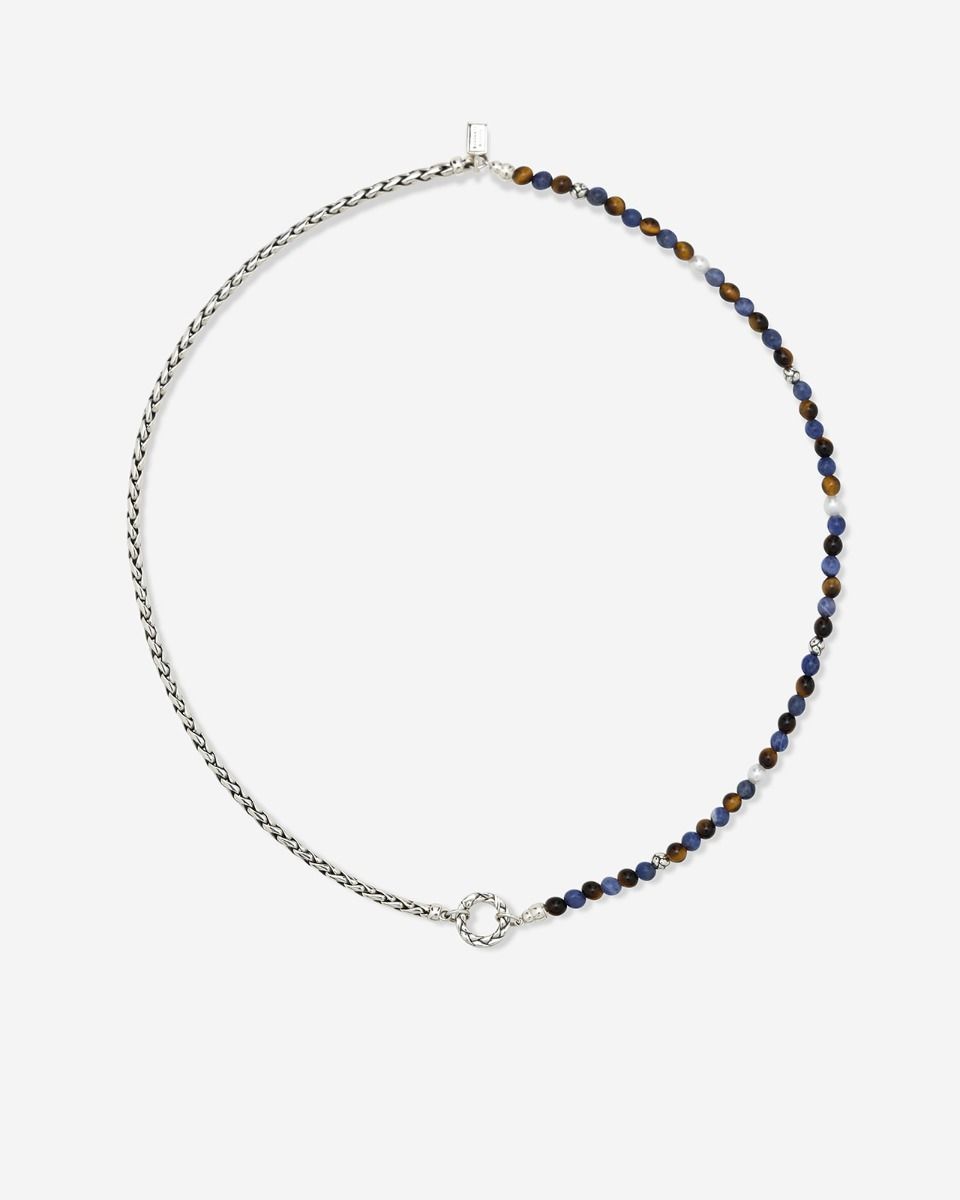 BUDDHA TO BUDDHA SPIRIT BEAD STACKING KETTING TIGER EYE SODALITE ZILVER 45 CM