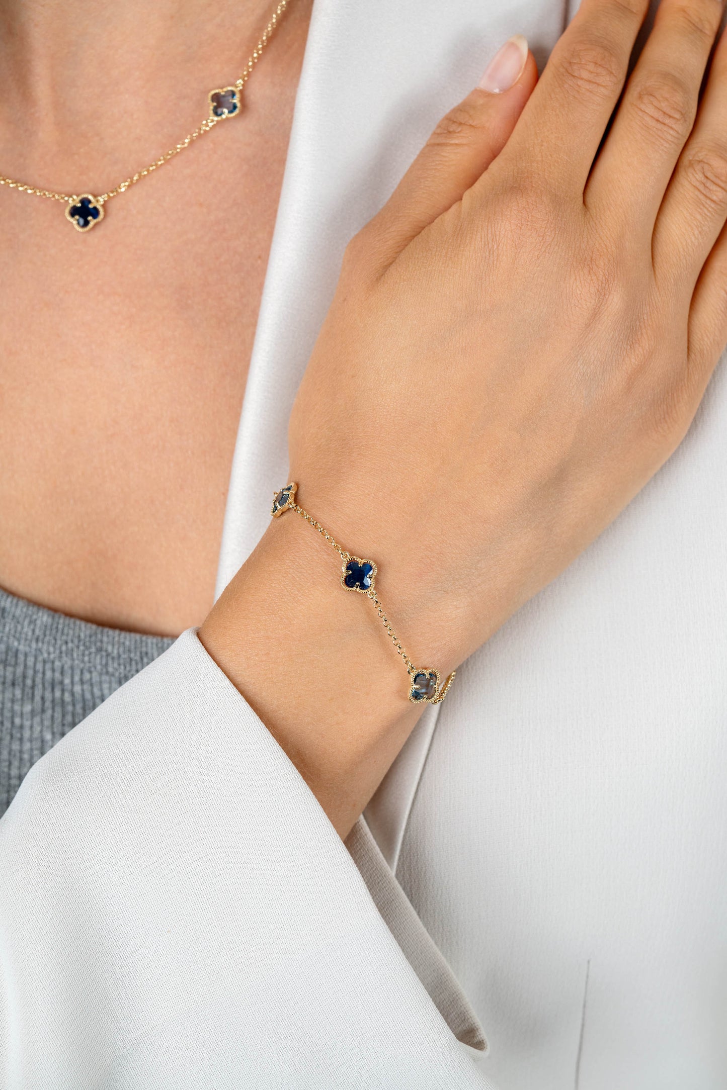 ZINZI VERGULD ARMBAND KLAVERS BLAUW ZIA2662B