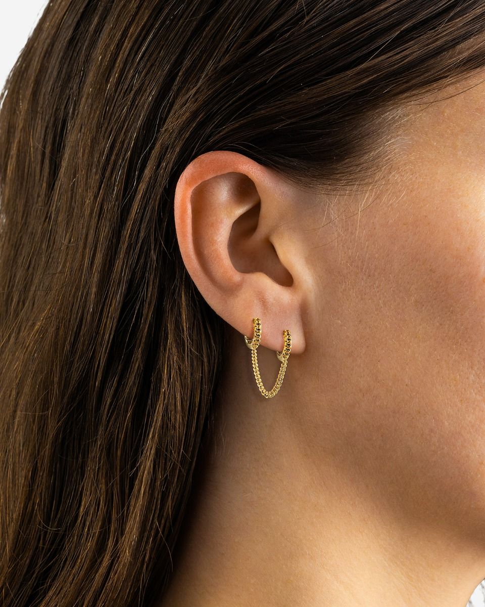 BUDDHA TO BUDDHA NATHALIE HOOPS DUBBEL GELINKT ZILVER VERGULD SINGLE PIECE