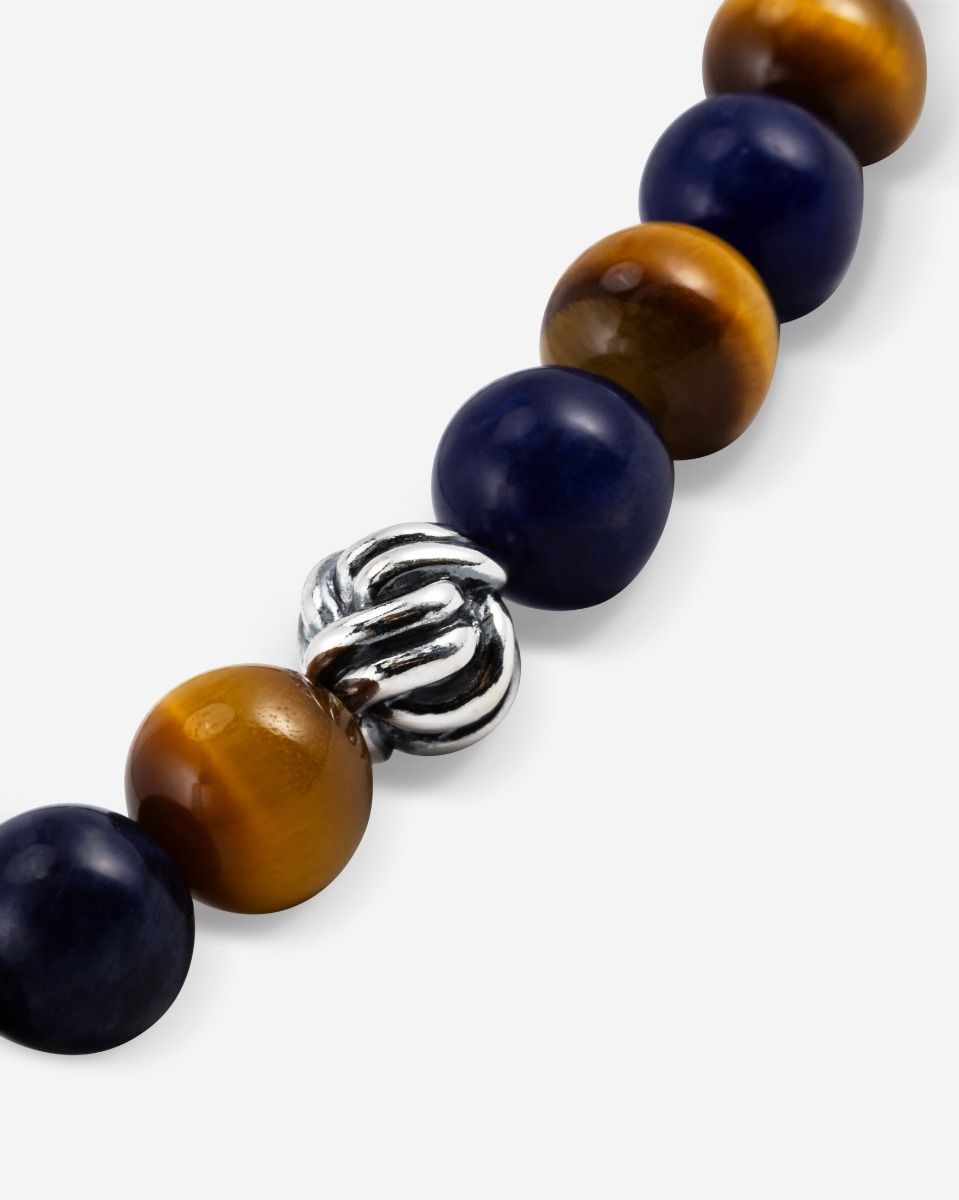 BUDDHA TO BUDDHA SPIRIT BEAD MINI KETTING MIX SODALIET TIJGEROOG ZILVER 43-45 CM