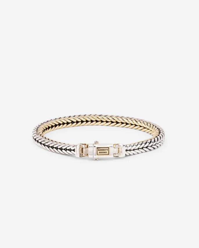 BUDDHA TO BUDDHA ARMBAND BARBARA XS ZILVER/GOUD 14KT