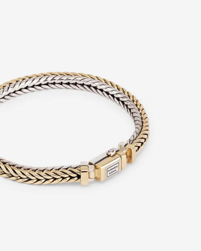 BUDDHA TO BUDDHA ARMBAND BARBARA XS ZILVER/GOUD 14KT