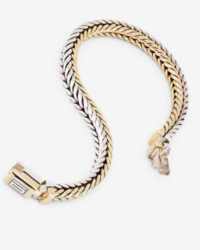 BUDDHA TO BUDDHA ARMBAND BARBARA XS ZILVER/GOUD 14KT