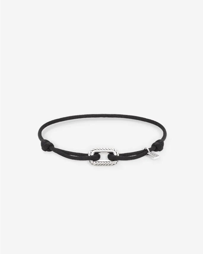 BUDDHA TO BUDDHA BARBARA CORD ARMBAND ZILVER/BLACK