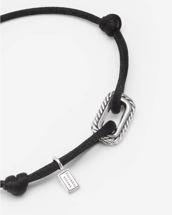 BUDDHA TO BUDDHA BARBARA CORD ARMBAND ZILVER/BLACK