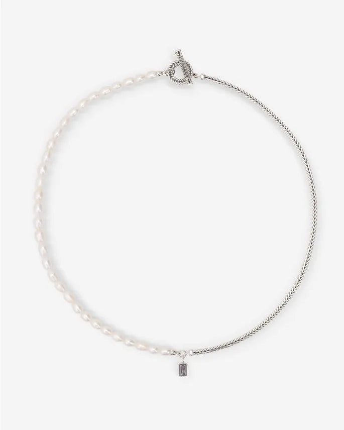 BUDDHA TO BUDDHA BARBARA PEARL NECKLACE SILVER 45CM