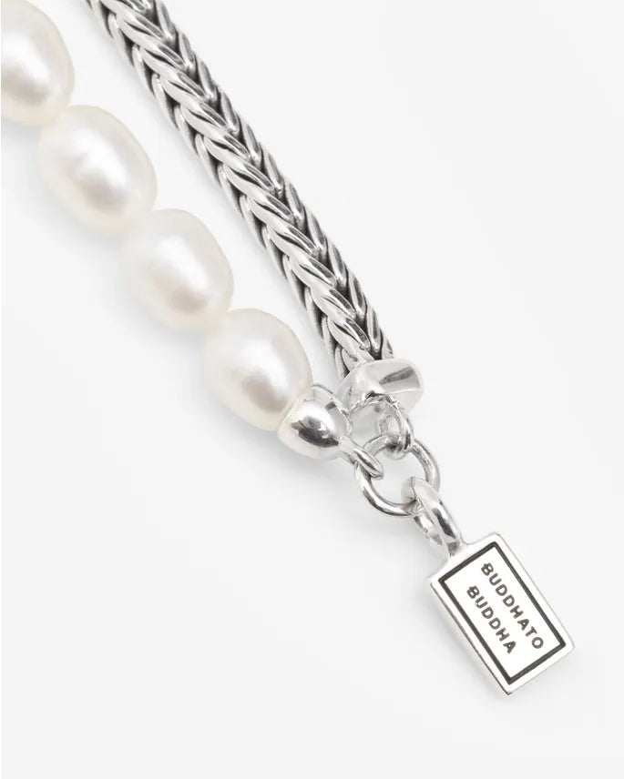 BUDDHA TO BUDDHA BARBARA PEARL NECKLACE SILVER 45CM