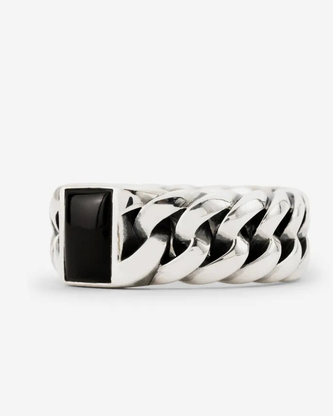 BUDDHA TO BUDDHA CHAIN STONE RING ONYX