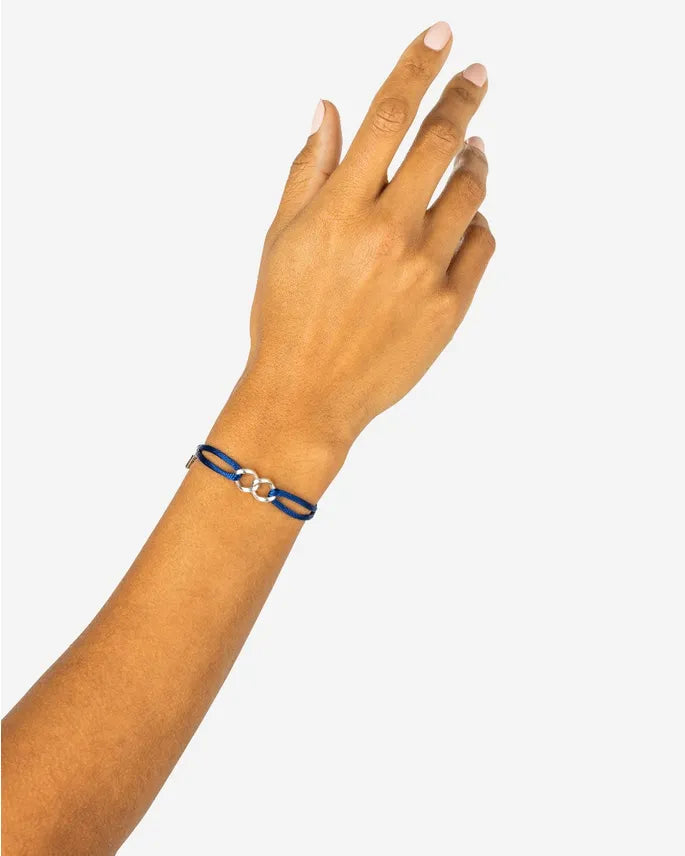 BUDDHA TO BUDDHA CHAIN XS CORD ARMBAND ZILVER/BLAUW
