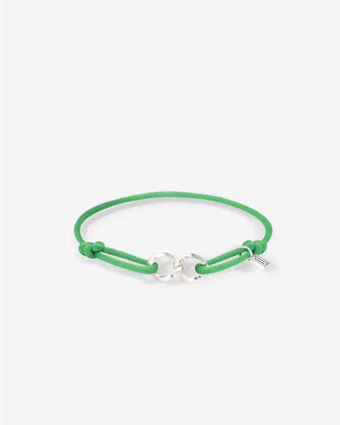 BUDDHA TO BUDDHA CHAIN XS CORD ARMBAND ZILVER/GROEN