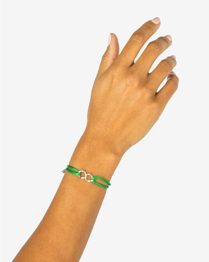 BUDDHA TO BUDDHA CHAIN XS CORD ARMBAND ZILVER/GROEN