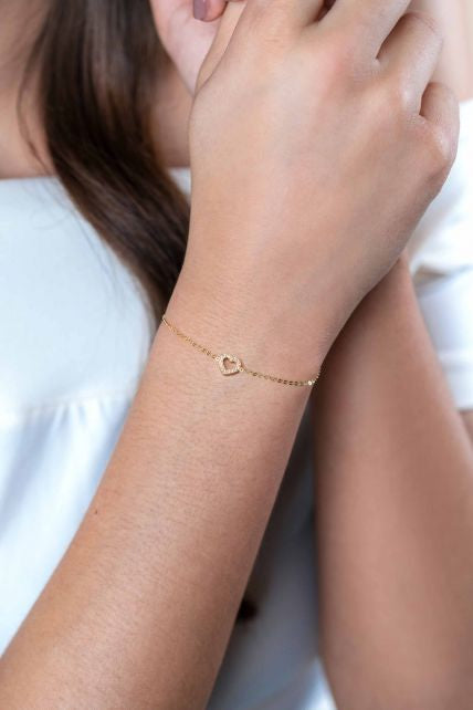 ZINZI GOLD 14KT ARMBAND MET OPEN HARTJE ZIRCONIA’S ZGA450