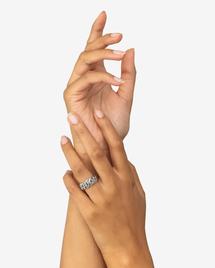 BUDDHA TO BUDDHA RING NATHALIE SMALL TEXTUUR ZILVER