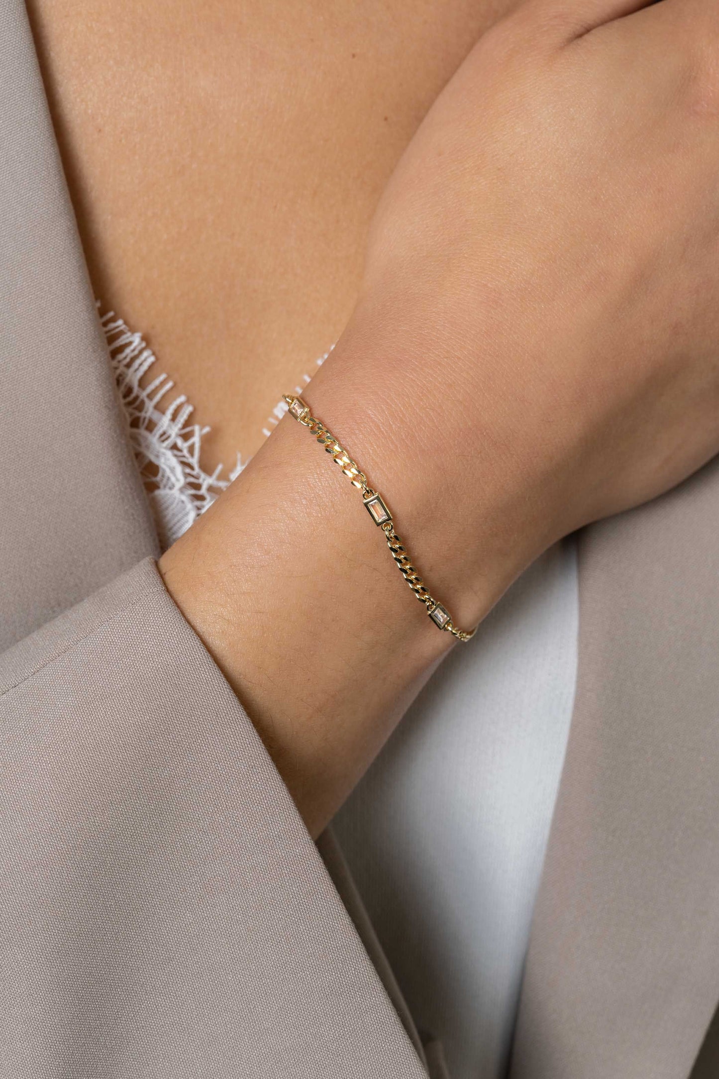 ZINZI ARMBAND MET GESLEPEN SCHAKELS GOLD PLATED ZIO2587