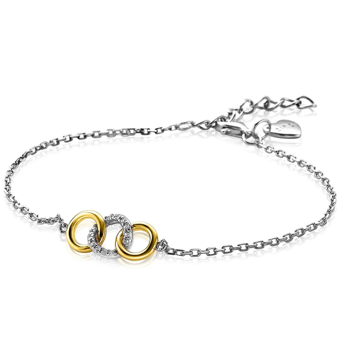 ZINZI ARMBAND 3 RONDJES ZIRCONIA VERGULD