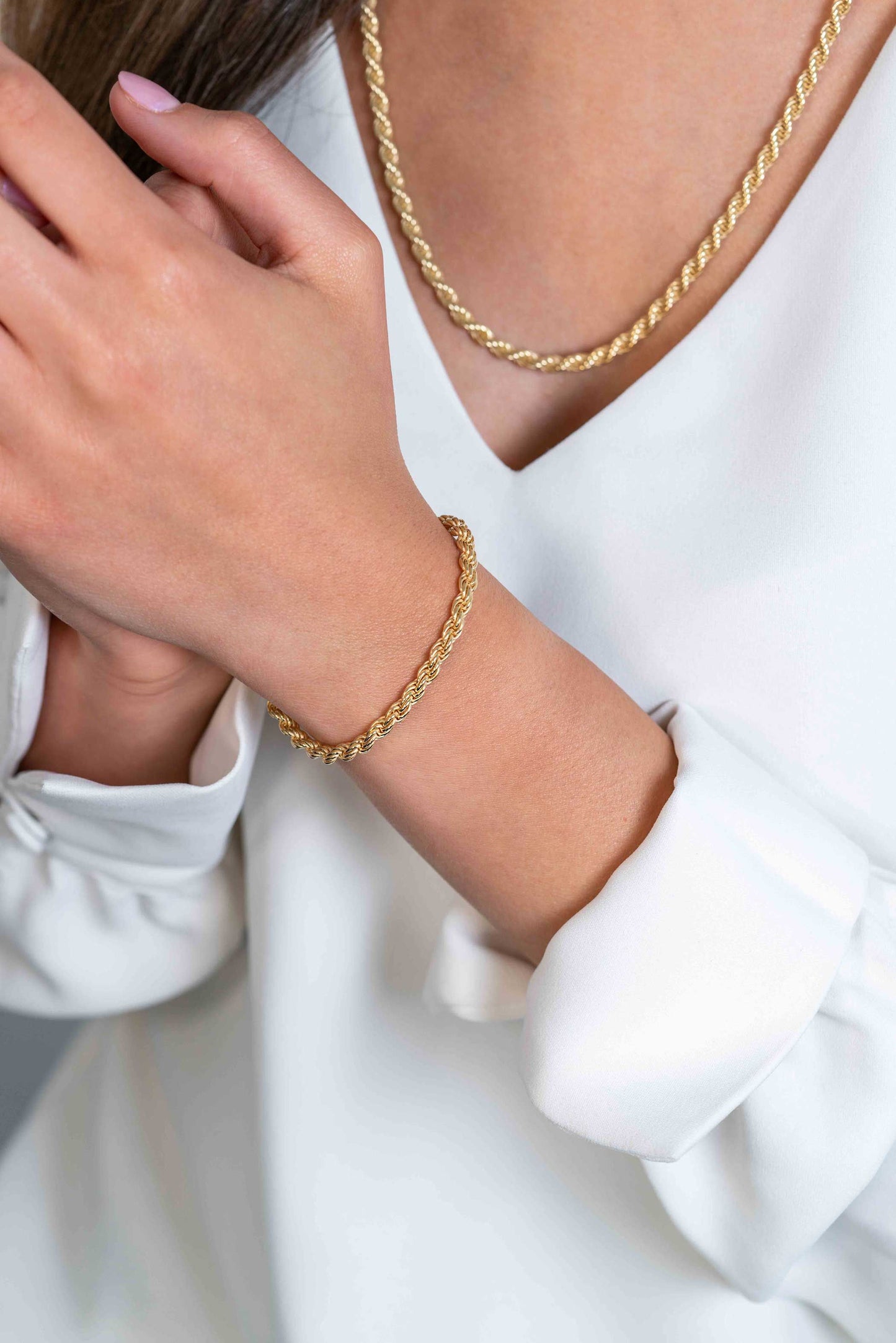 ZINZI ARMBAND GOLD PLATED MET SINGAPORE SCHAKELS