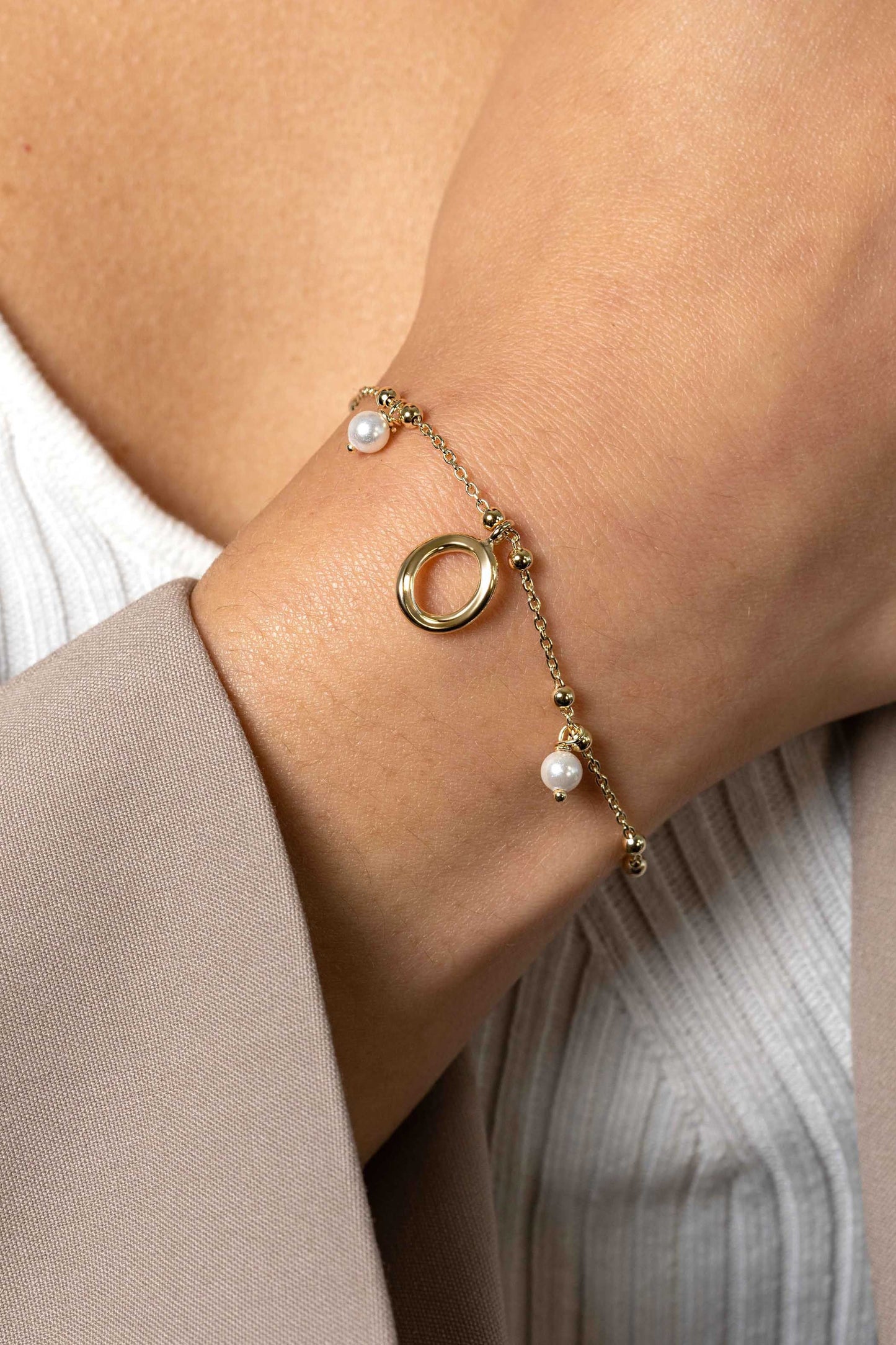 ZINZI COLLIER VERGULD MET OVALE PARELS