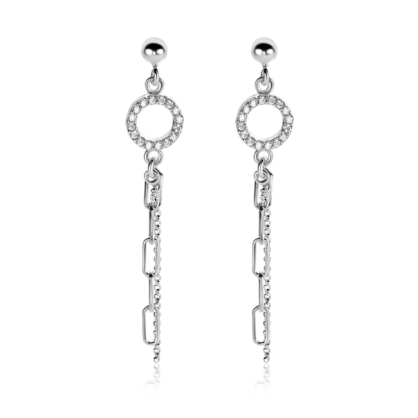 ZINZI ARMBAND ZILVER MET OVALE SCHAKEL EN RONDE ZIRCONIA