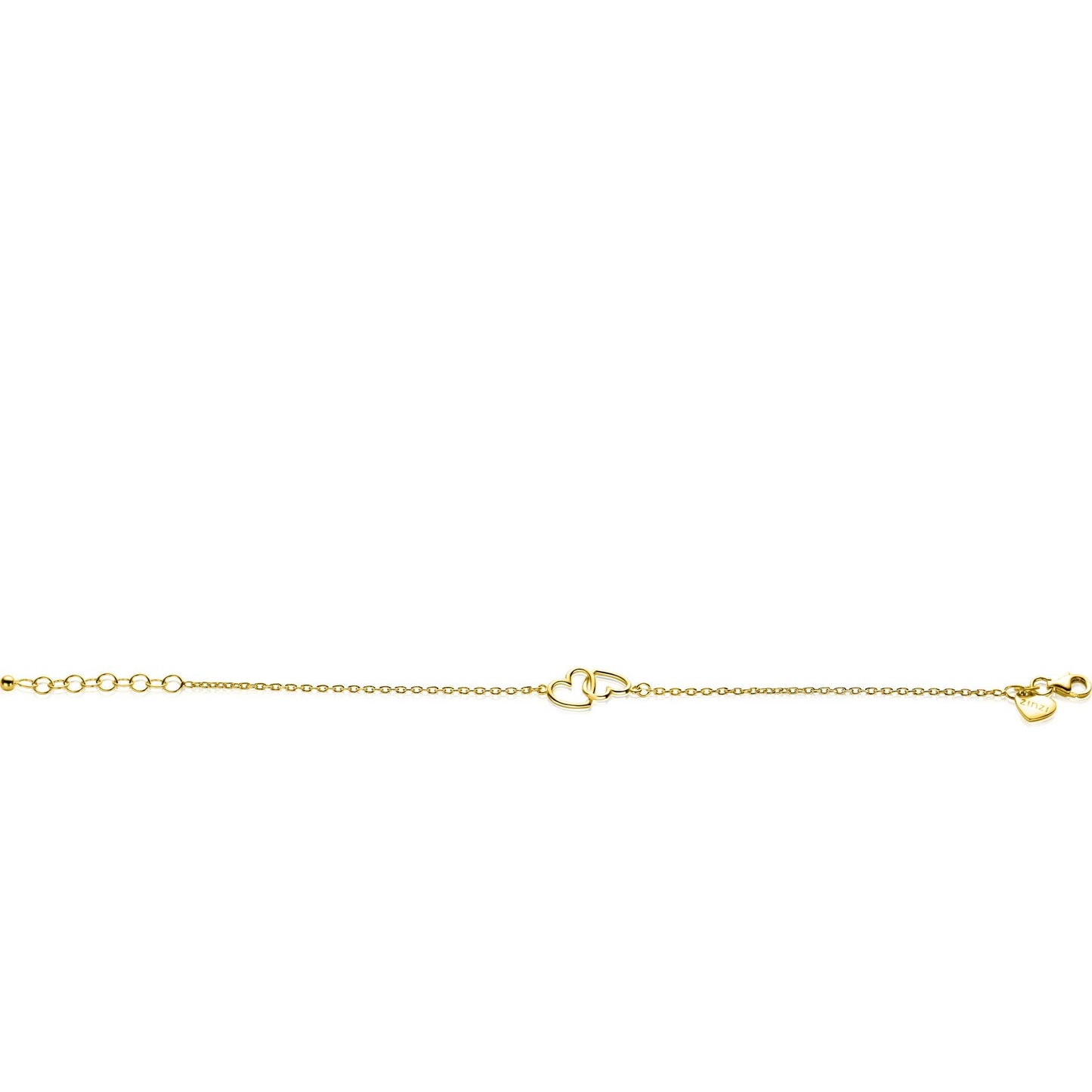 ZINZI ARMBAND GOLD PLATED TWEE HARTJES