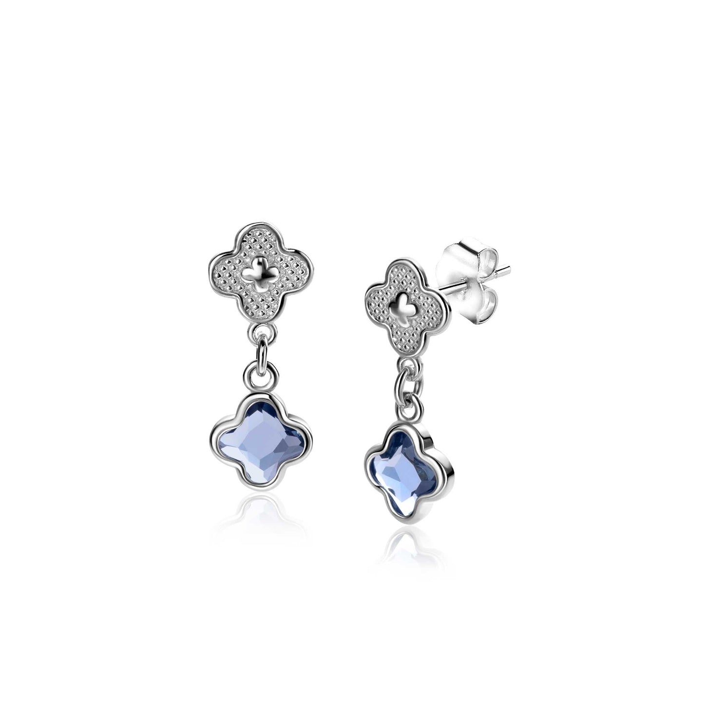 ZINZI OOSTEKERS BLOEMVORM BLAUW ZIRCONIA