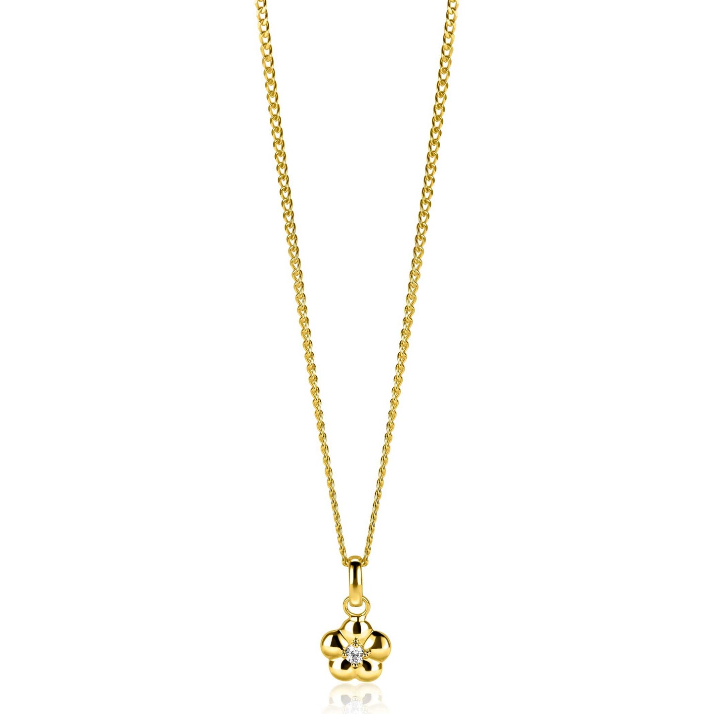 ZINZI HANGER VERGULD BLOEMVORM ZIRCONIA