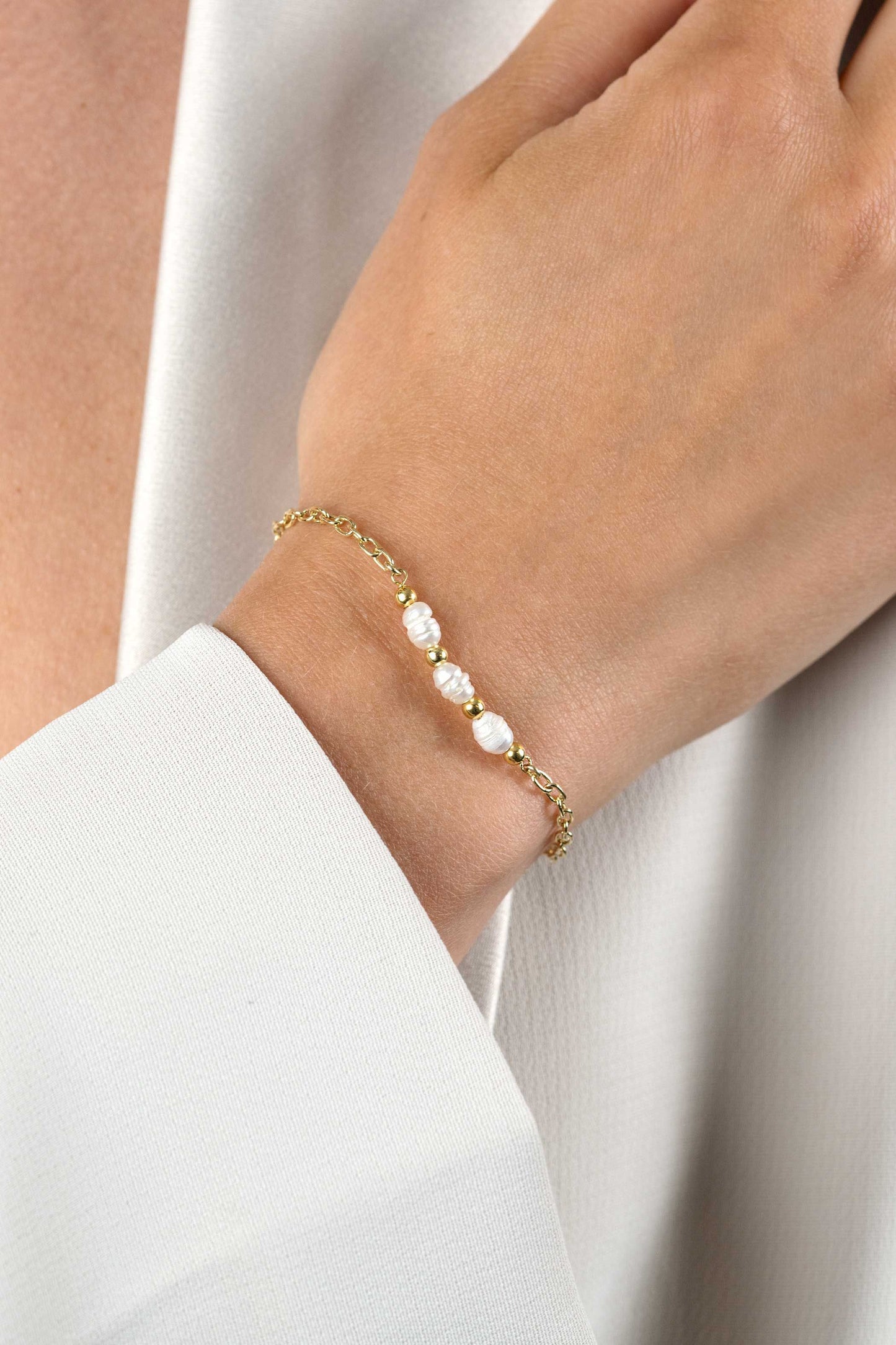 ZINZI ARMBAND GOLD PLATED ZOETWATER PAREL