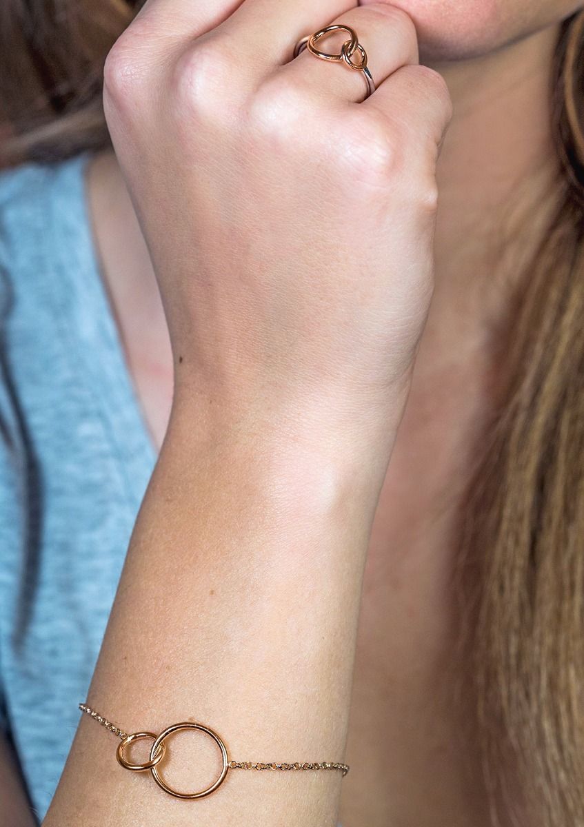 ZINZI ARMBAND ROSE GOLD TWEE RONDE SCHAKELS