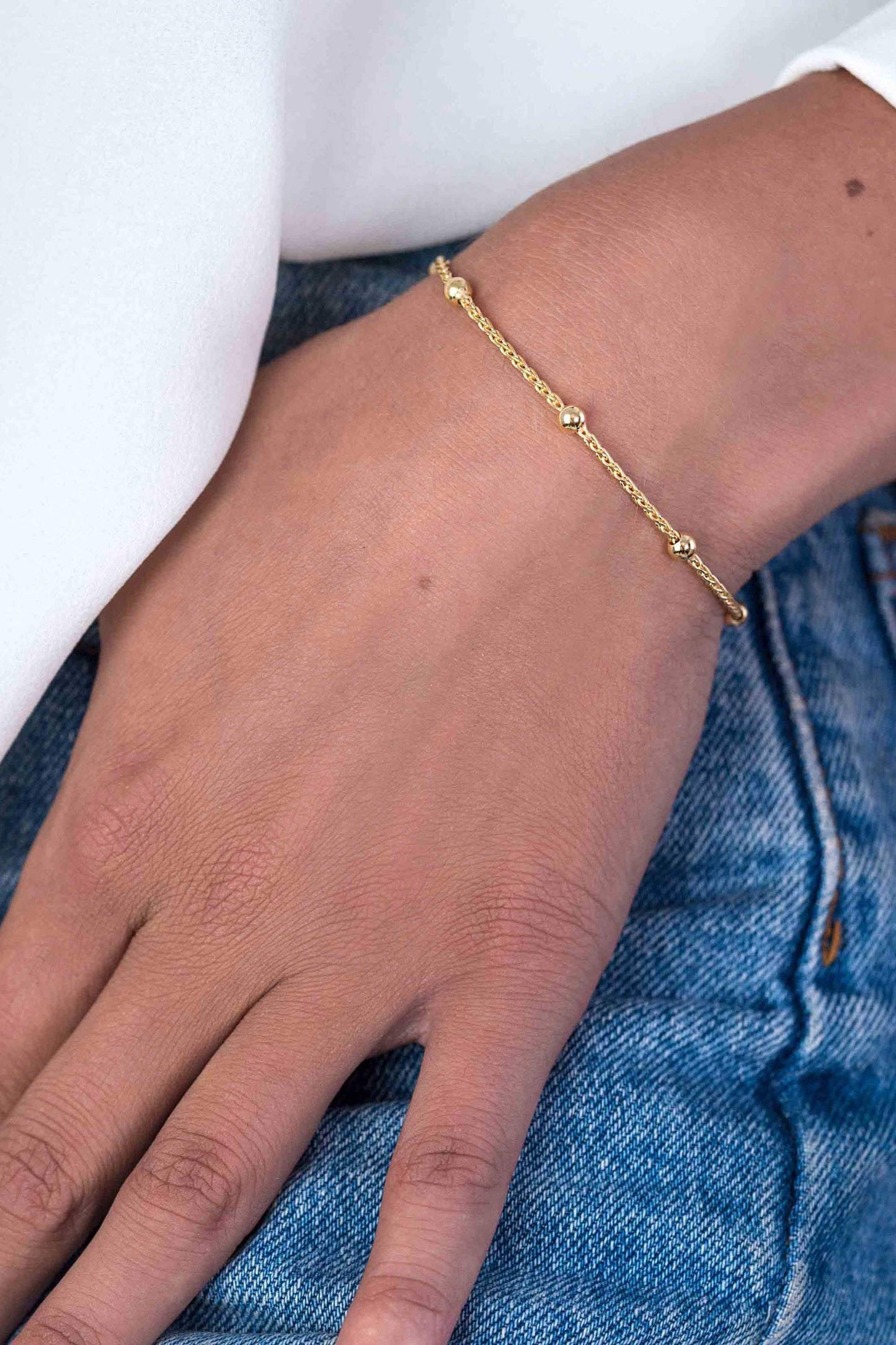 ZINZI ARMBAND GOLD PLATED POPCORN BOLLETJES VERGULD