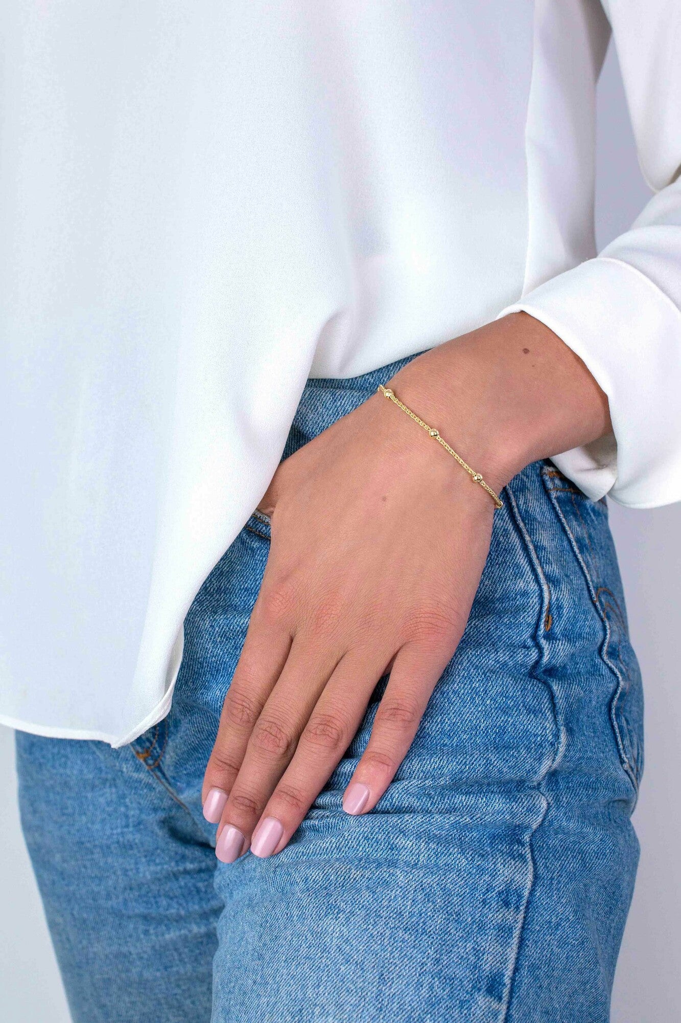 ZINZI ARMBAND GOLD PLATED POPCORN BOLLETJES VERGULD