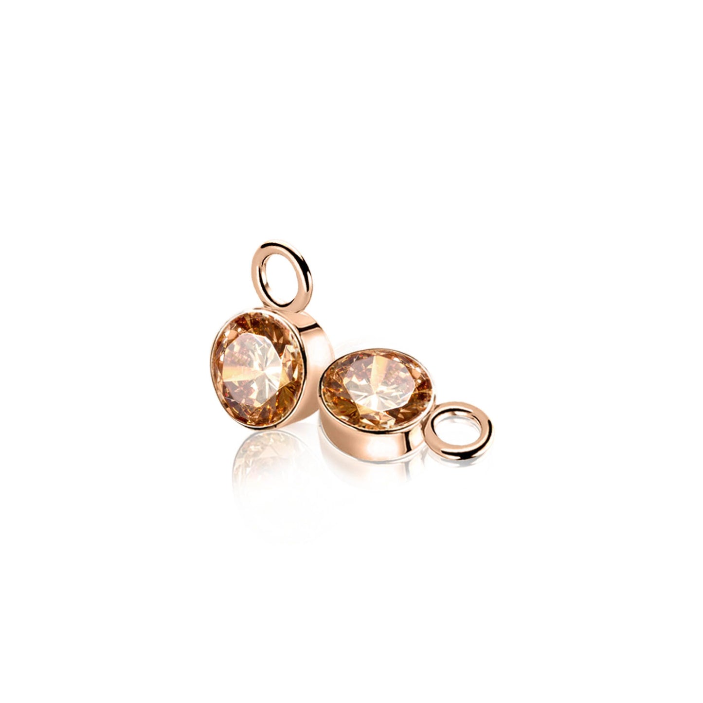 ZINZI CREOOLHANGERS ROSÉ ROND CHAMPAGNE ZIRCONIA 11MM