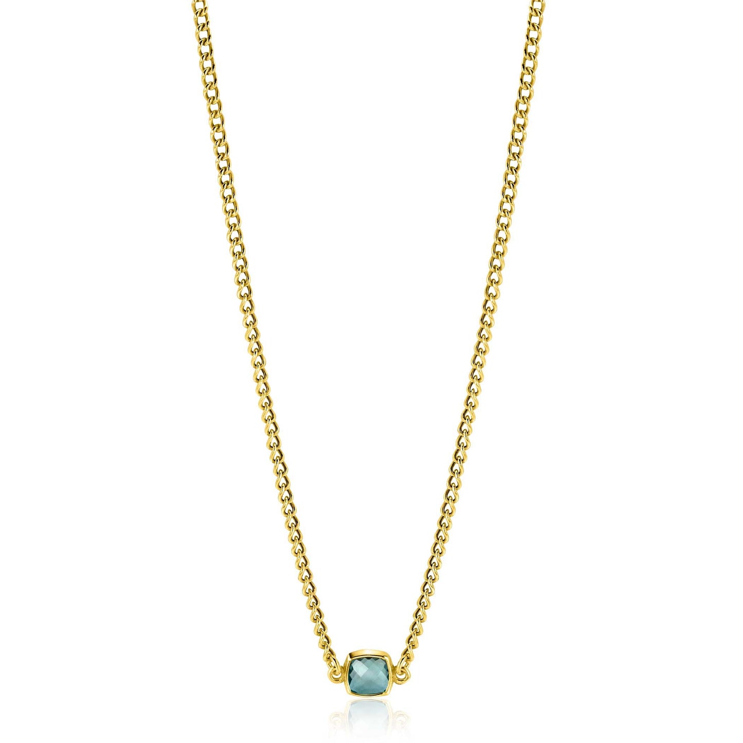 ZINZI COLLIER VERGULD BLAUWE ZIRCONIA