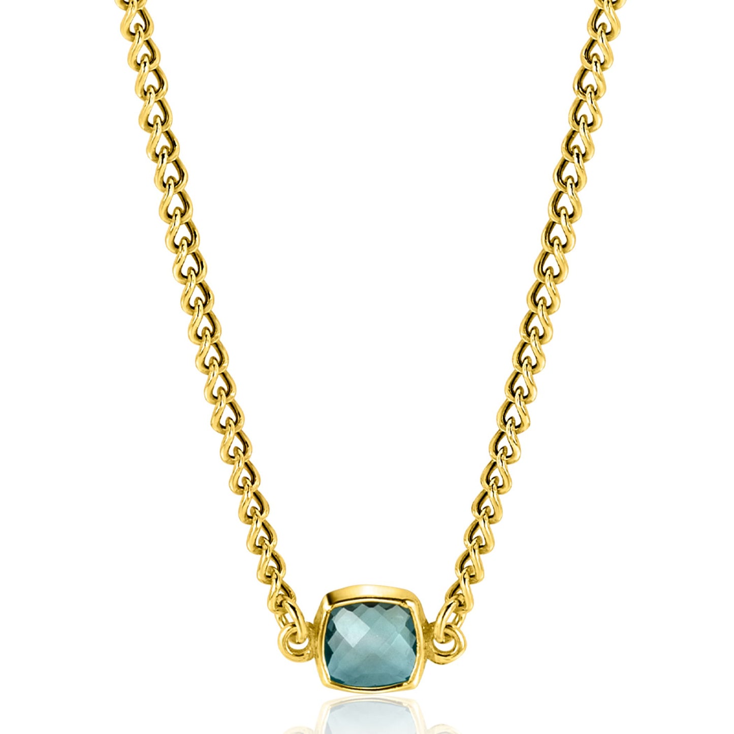 ZINZI COLLIER VERGULD BLAUWE ZIRCONIA