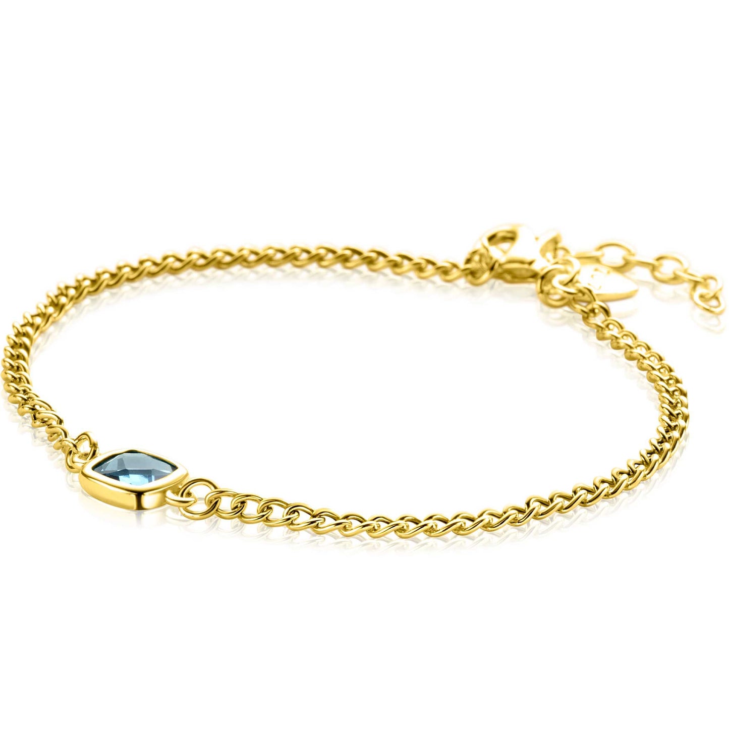 ZINZI ARMBAND GOLD PLATED BLAUWE ZIRCONIA