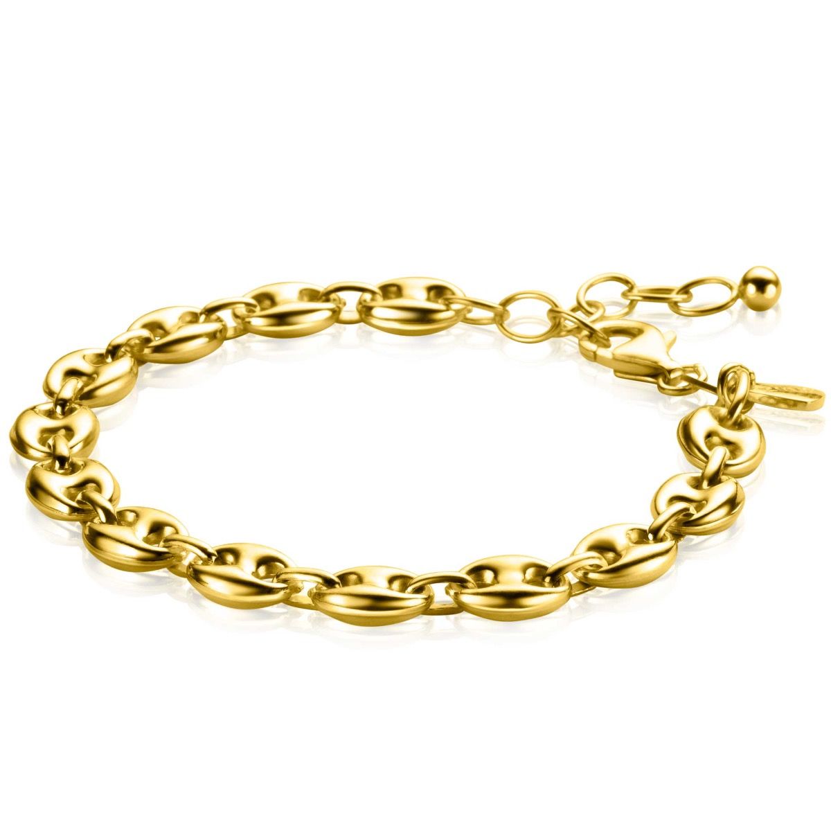ZINZI ARMBAND GOLD PLATED KOFFIEBOON SCHAKEL 8MM