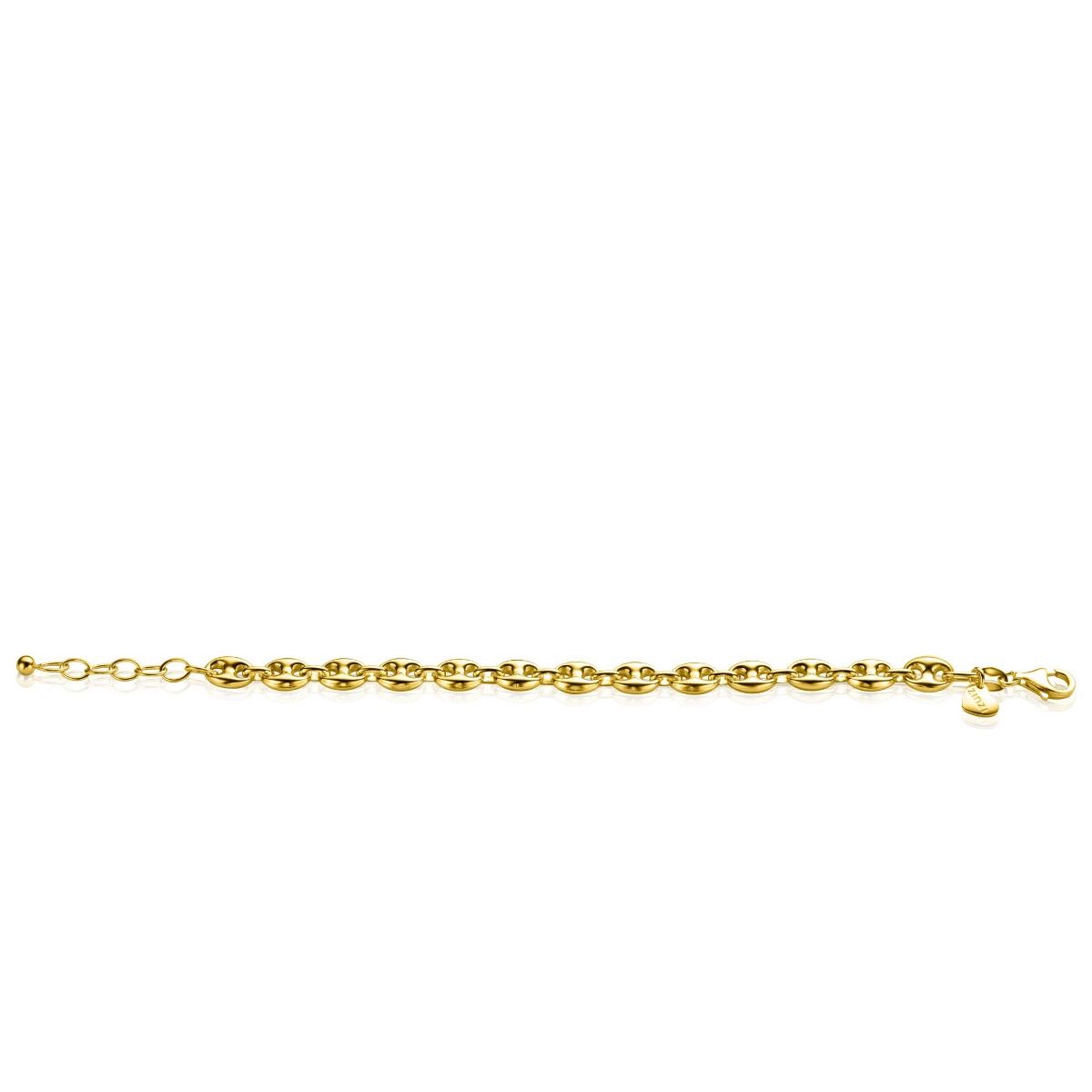 ZINZI ARMBAND GOLD PLATED KOFFIEBOON SCHAKEL 8MM