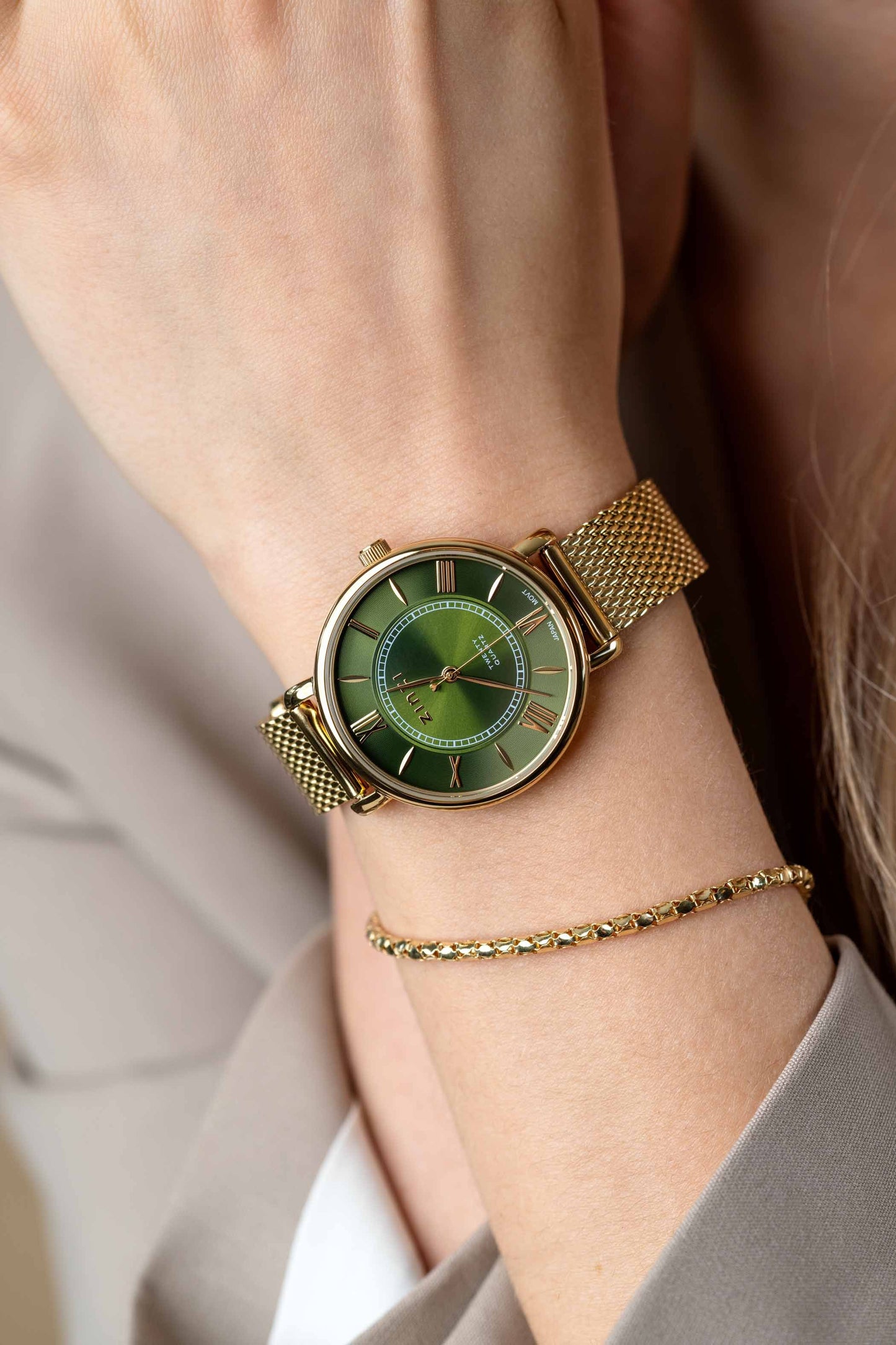 ZINZI HORLOGE GOUD-GROEN 34MM