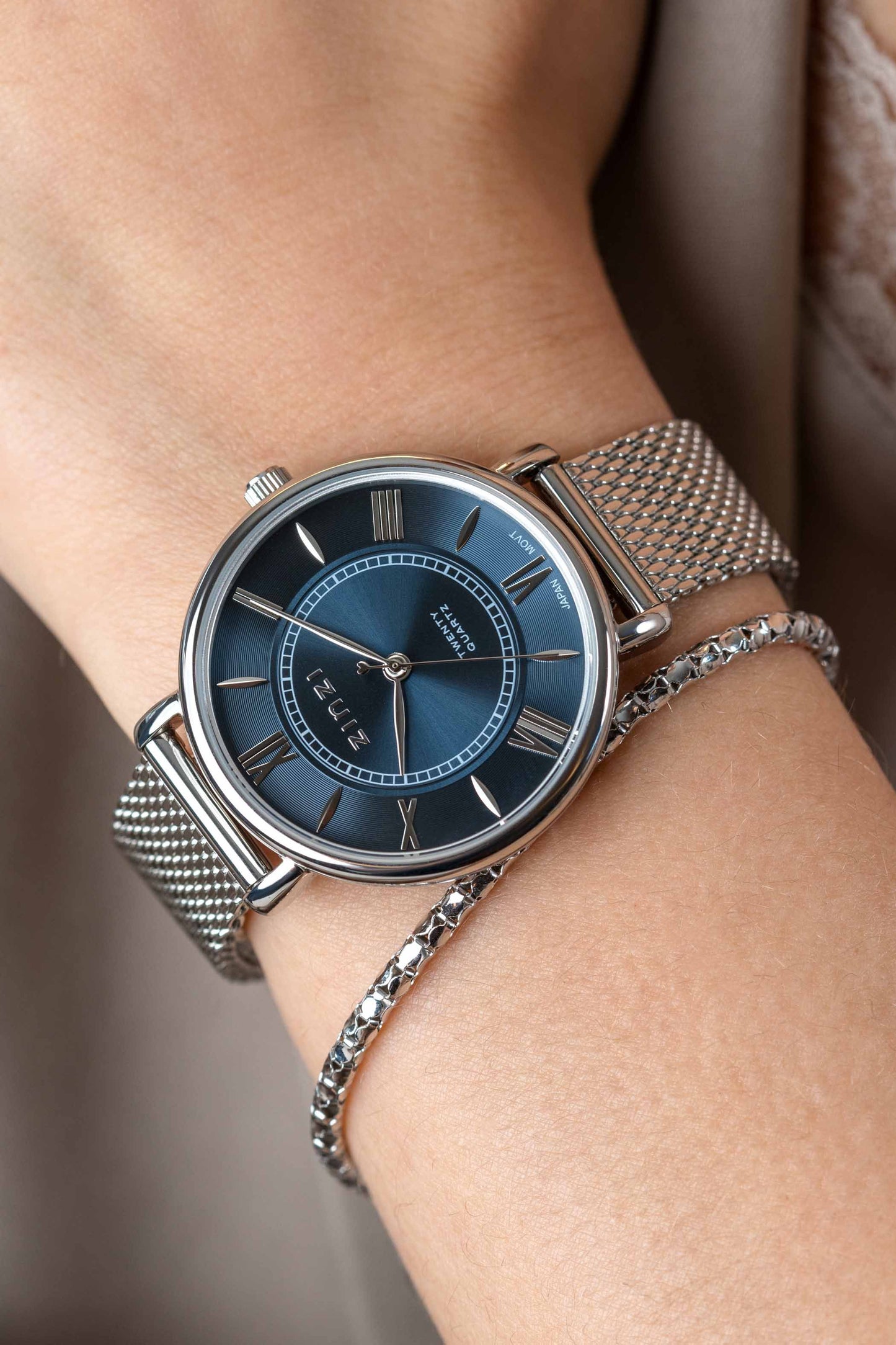 ZINZI HORLOGE ZILVER-BLAUW 34MM