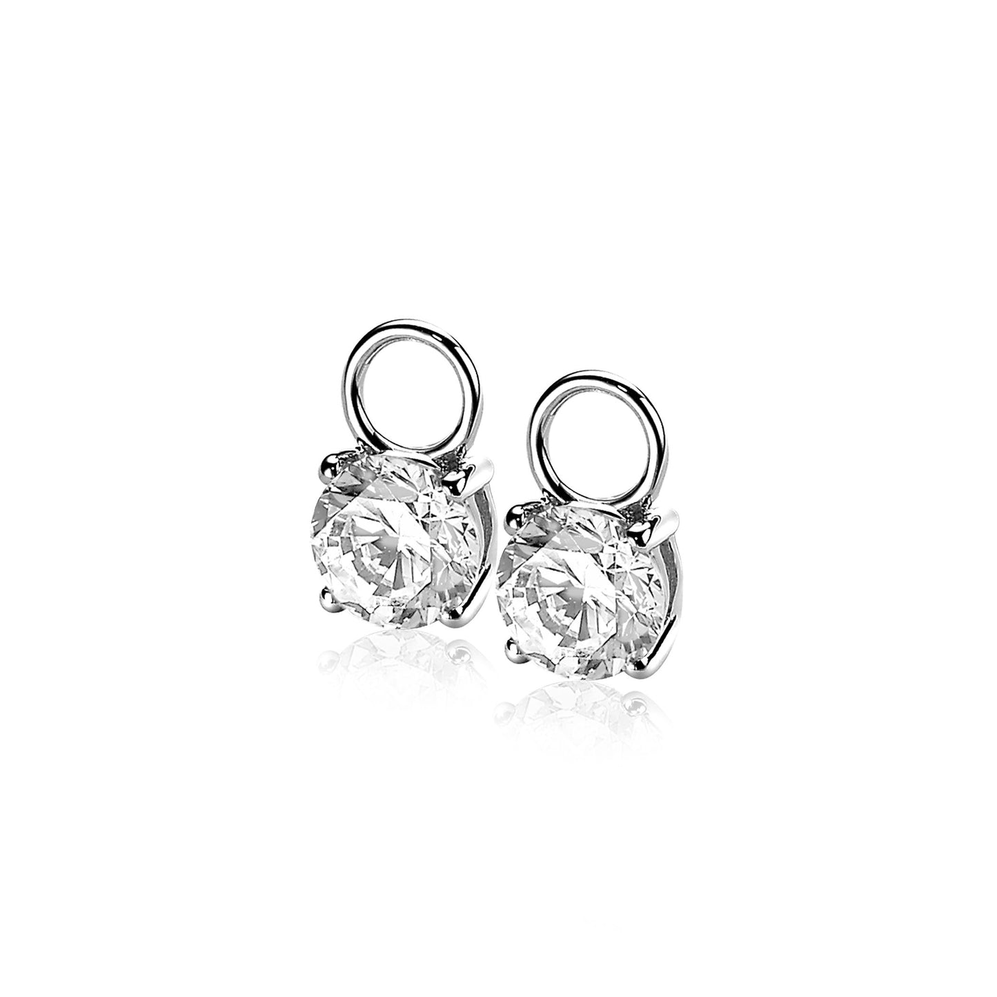 ZINZI CREOOLHANGERS ROUND ZIRCONIA 7MM