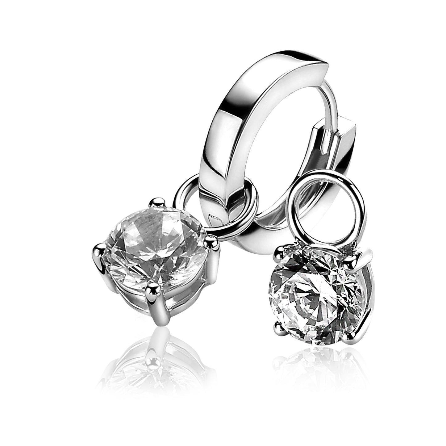 ZINZI CREOOLHANGERS ROUND ZIRCONIA 7MM