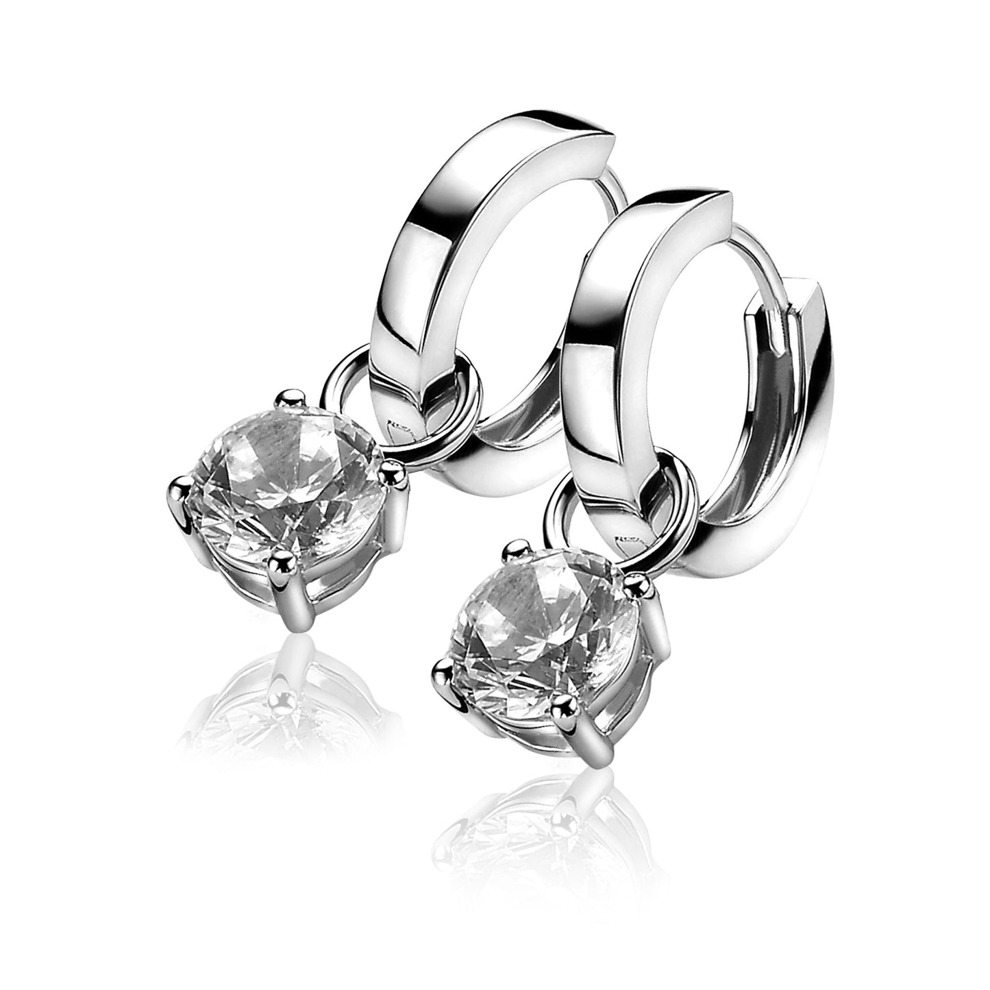 ZINZI CREOOLHANGERS ROUND ZIRCONIA 7MM