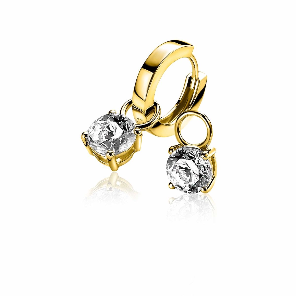 ZINZI CREOOLHANGERS VERGULD ZIRCONIA 7MM