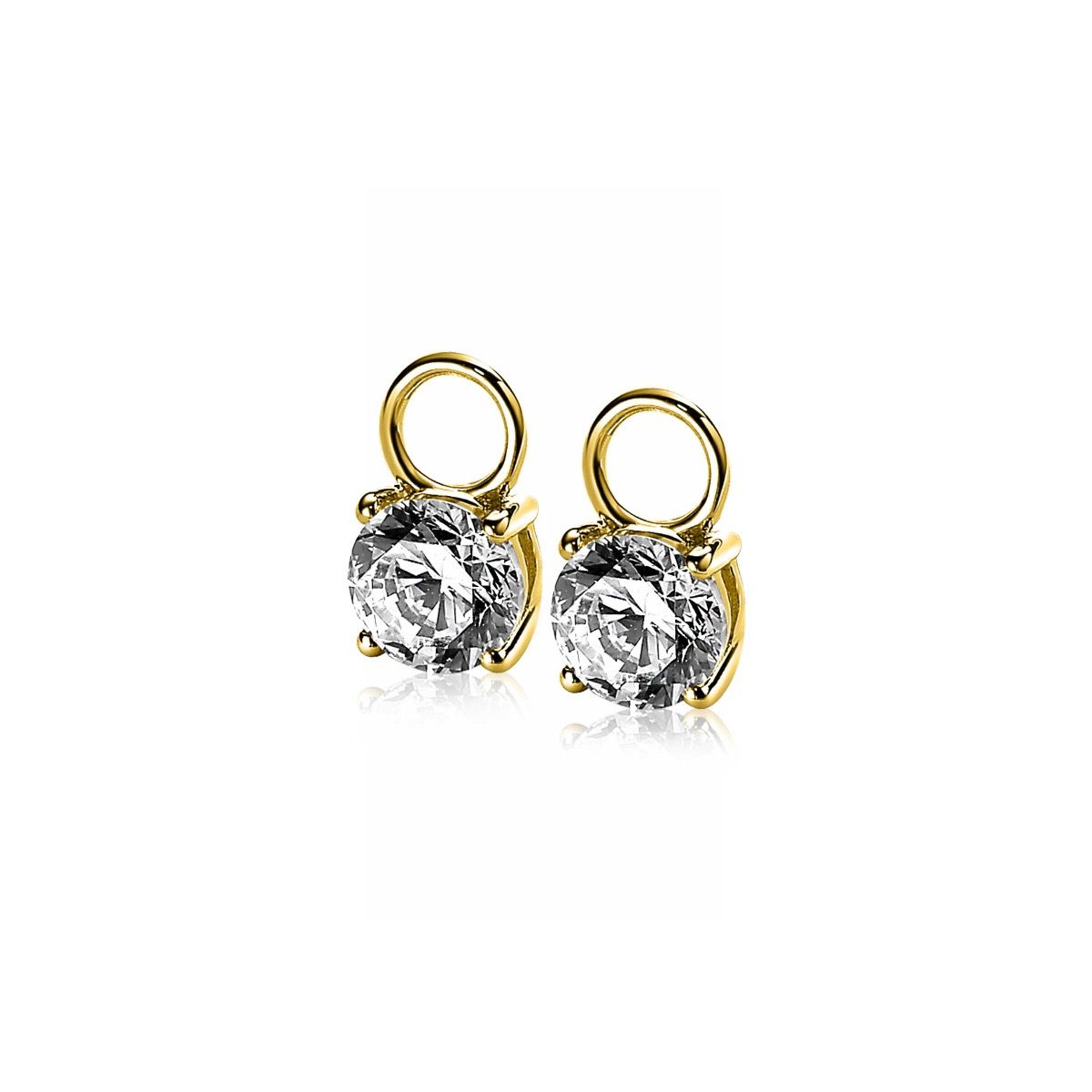 ZINZI CREOOLHANGERS VERGULD ZIRCONIA 7MM
