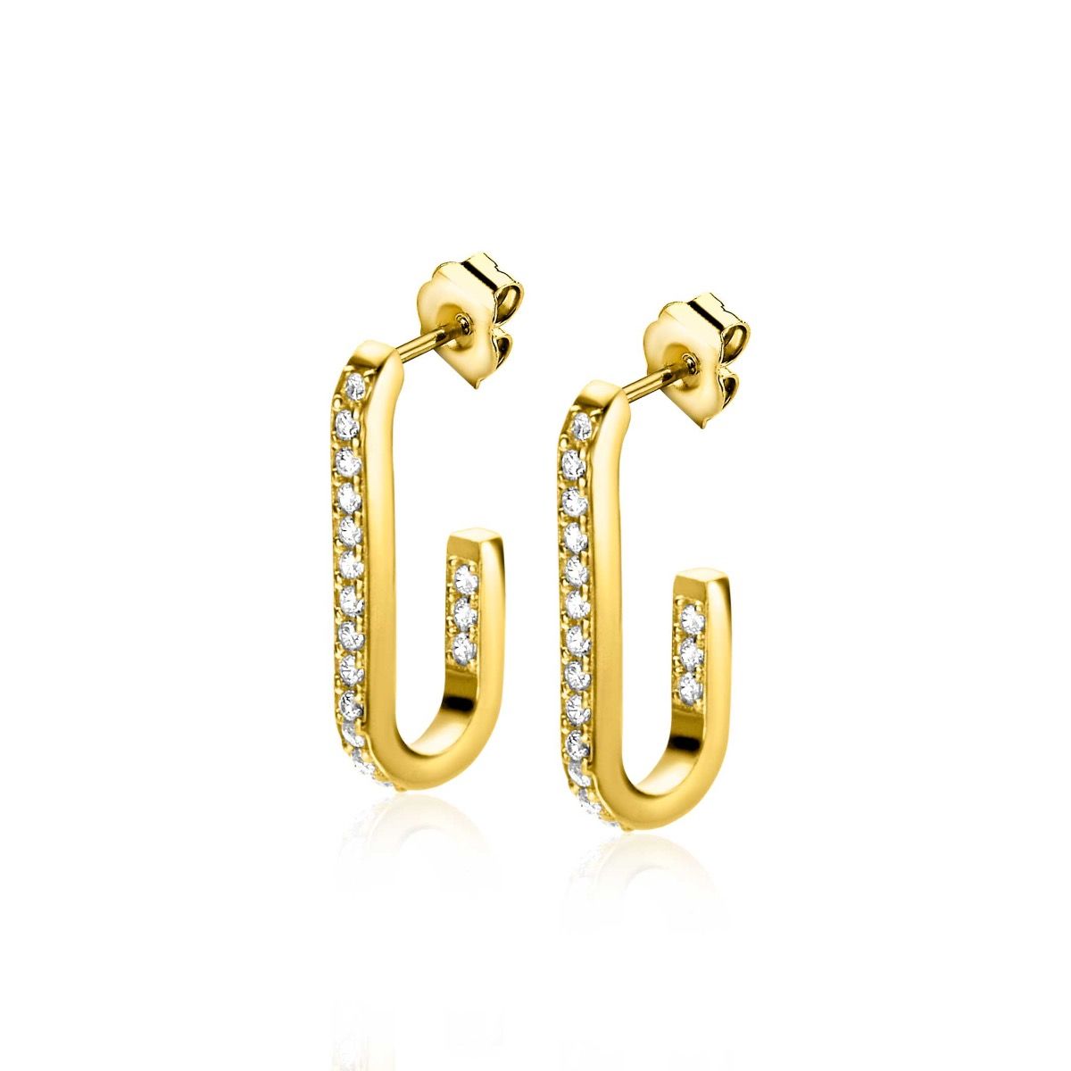 ZINZI OORSTEKERS VERGULD ZIRCONIA 20X2.5MM