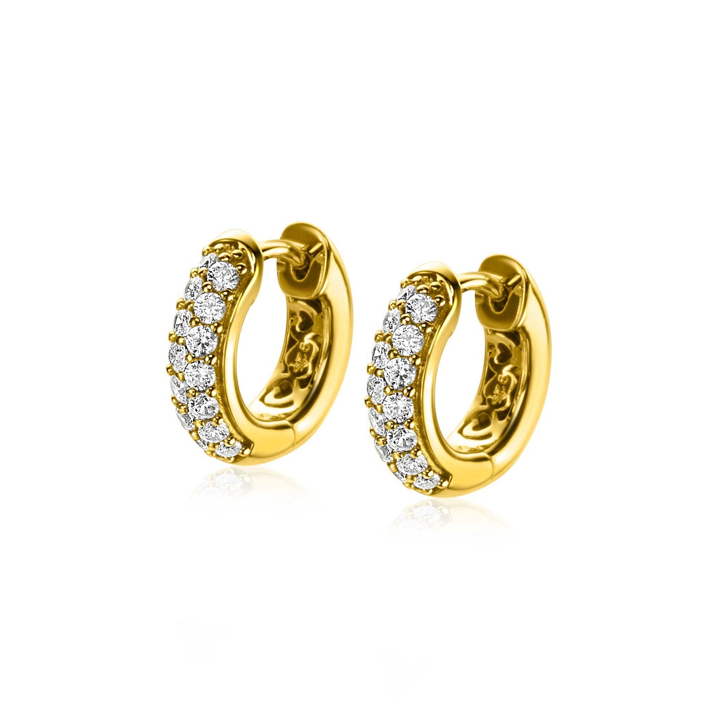 ZINZI KLAPCREOLEN VERGULD PAVE ZIRCONIA 15X4MM
